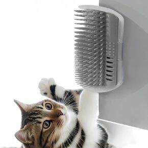 Cat Hair Removal Wall Roller - Pet Grooming Hair Removal Mitts & Roller for Cat, Self Groomer Wall Brush, Cat & Dog Corner Scratcher, Face Massage Comb, Pets Toy Gift - Grey