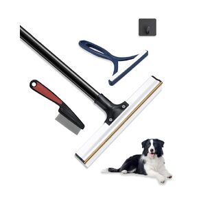 Black Carpet Rake for Pet Hair Removal, 47.6" Pet Hair Remover Tool with Adjustable Long Handle, 3pcs Pet Hair Removal Broom for Couch, Carpet, Furniture (Black)