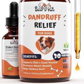 Natural Dog Dandruff Treatment - Supports a Health Skin & Coat - Dandruff Treatment for Dogs - Dog Dry Skin Treatment - Dog Skin and Coat Supplement - Skin and Coat Supplement for Dogs - 1 fl oz