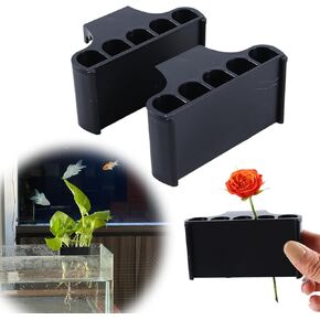 2pcs TOGJUSSAE Aquarium Plant Holder Fish Tank Plant Holder Top Hanging Plastic Aquatic Plant Cup - for Aquatic Plant and Decoration (Rimmed)