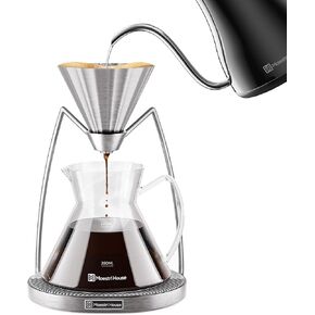 مايستري هاوس بور أوفر صانع القهوة، قطارة قهوة مغناطيسية وخادم قهوة 600 مل، صانع القهوة بالتنقيط مع قاعدة معدنية، آمنة للاستخدام في غسالة الأطباق للمنزل أو المكتب in Kuwait