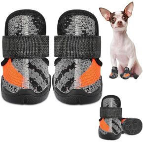 SlowTon Dog Shoes for Small Size Dogs - Soft Rubber Sole Dog Boots & Paw Protector for Summer Hot Pavement Winter Snow Rain, Breathable Dog Booties for Outdoor Walking Indoor Hardwood Floor (Black, 3)
