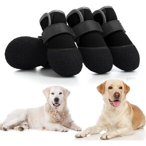 Dog Shoes, Outdoor Dog Boots Non-Slip Waterproof Dog Booties for Medium to Large Dogs 4Pcs for Winter Snowy Day, Summer Hot Pavement with Rugged Sole Pink