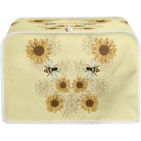 Sunflower Bee Print Toaster Dust Cover Anti-Scratch Bread Machine Protection Cover Dust Proof Case Kitchen Small Appliance Dust Cover for Most Standard 2 Slice Toaster