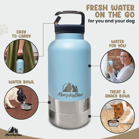 Dog Water Bottle | 32 Oz. Dog Travel Water Bottle | Lid w/Built-in Carabiner | Portable Dog Water Bottle | Portable Dog Water Bowl | Water Bottle for Dogs | Dog Water Bottle Portable in Saudi Arabia