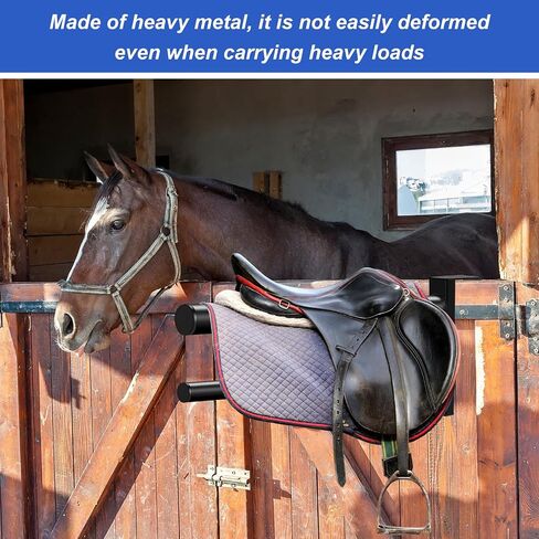 2 Pcs Portable Saddle Rack for Stall Door Wall Mount Saddle Stand with 2 Bars Removable Saddle Holder Saddle Pad Rack Saddle Rack Stand, Black in Saudi Arabia