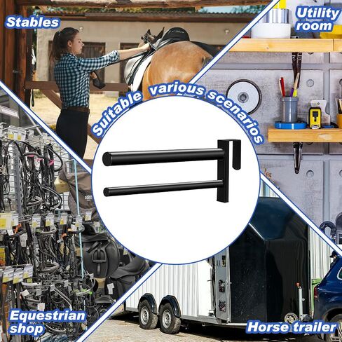 2 Pcs Portable Saddle Rack for Stall Door Wall Mount Saddle Stand with 2 Bars Removable Saddle Holder Saddle Pad Rack Saddle Rack Stand, Black in Saudi Arabia