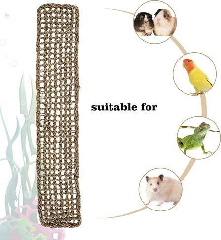39 x 7 Inches Bird Seagrass Mat, Natural Seagrass Woven Net, Bird Hammock Mat with Hooks, Bird Cage Accessories, Climbing Rope Ladder Chew Toys for Cockatiel Hamster Guinea Pig Rats Hamster Parakeet in Saudi Arabia