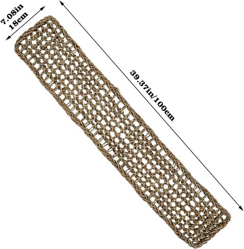 39 x 7 Inches Bird Seagrass Mat, Natural Seagrass Woven Net, Bird Hammock Mat with Hooks, Bird Cage Accessories, Climbing Rope Ladder Chew Toys for Cockatiel Hamster Guinea Pig Rats Hamster Parakeet in Saudi Arabia