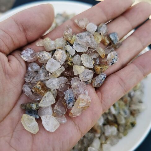 2 Pounds Titanium Crystal Tumbled Chips Stone Crushed Crystal Quartz Irregular Shaped Stones for Home Decorative Stones Vases Plants Succulents Cactus in Saudi Arabia