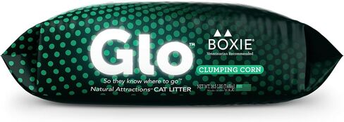 Boxie® Glo™ Natural Attractions 30 Day Odor Control Clumping Corn Cat Litter, 16.5 lb, 99.9% Dust-Free, Plant-Based, Lightweight, Strong Clumping, UV Light Attractant for Litter Box Use in Kuwait