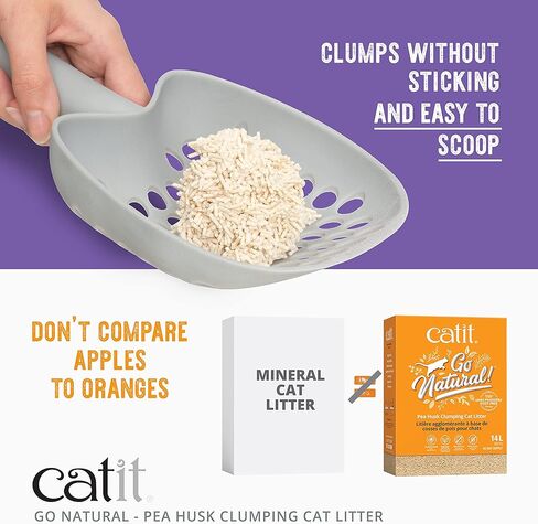 Catit - Go Natural Pea Husk Clumping Cat Litter - Lightweight, Dust Free, Easy Cleaning & Scooping, Flushable Kitty Litter with Odor Control & Subtle Fragrance - 12.3 Lbs, Lavender Scented in Saudi Arabia