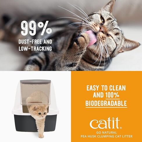 Catit - Go Natural Pea Husk Clumping Cat Litter - Lightweight, Dust Free, Easy Cleaning & Scooping, Flushable Kitty Litter with Odor Control & Subtle Fragrance - 12.3 Lbs, Lavender Scented in Saudi Arabia
