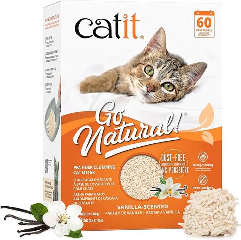 Catit - Go Natural Pea Husk Clumping Cat Litter - Lightweight, Dust Free, Easy Cleaning & Scooping, Flushable Kitty Litter with Odor Control & Subtle Fragrance - 12.3 Lbs, Lavender Scented in Saudi Arabia
