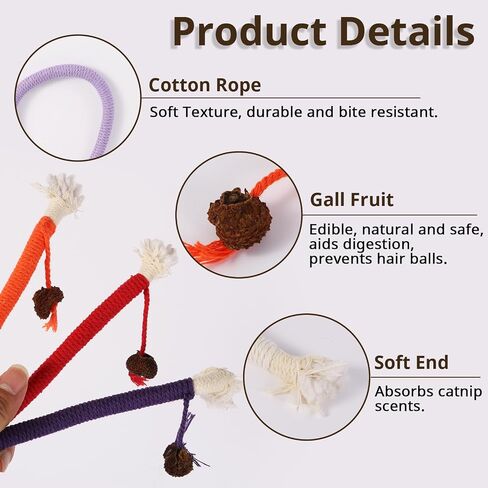 Cat Chew Toy Ropes, 3 Pack Catnip Toys for Teeth Cleaning, Sisal Rope Cat Toy for Indoor Kitten, Interactive Cat Nip Kitty Toys for All Breeds 27.5 Inches (Plus 3 Pack of Catnip) in Saudi Arabia