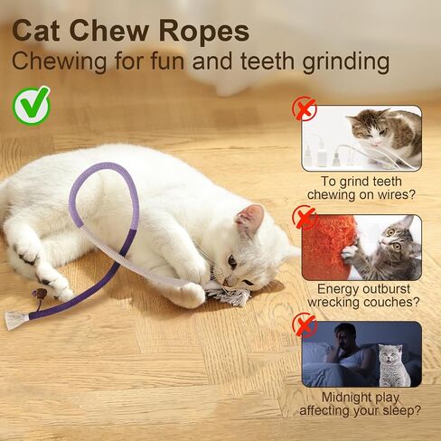 Cat Chew Toy Ropes, 3 Pack Catnip Toys for Teeth Cleaning, Sisal Rope Cat Toy for Indoor Kitten, Interactive Cat Nip Kitty Toys for All Breeds 27.5 Inches (Plus 3 Pack of Catnip) in Saudi Arabia