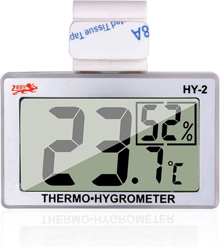 Reptile Thermometer Hygrometer LCD Digital Humidity Gauge Digital Thermometer Hygrometer for Reptile Terrarium Digital Reptile Tank Thermometer Hygrometer with Hook (Silver) in Kuwait