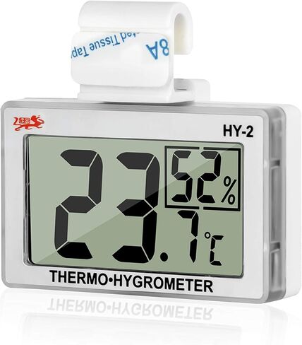 Reptile Thermometer Hygrometer LCD Digital Humidity Gauge Digital Thermometer Hygrometer for Reptile Terrarium Digital Reptile Tank Thermometer Hygrometer with Hook (Silver) in Kuwait
