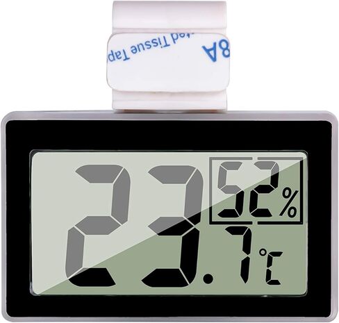 Reptile Thermometer Hygrometer LCD Digital Humidity Gauge Digital Thermometer Hygrometer for Reptile Terrarium Digital Reptile Tank Thermometer Hygrometer with Hook (Silver) in Saudi Arabia