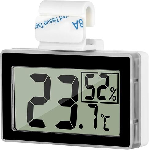 Reptile Thermometer Hygrometer LCD Digital Humidity Gauge Digital Thermometer Hygrometer for Reptile Terrarium Digital Reptile Tank Thermometer Hygrometer with Hook (Silver) in Saudi Arabia