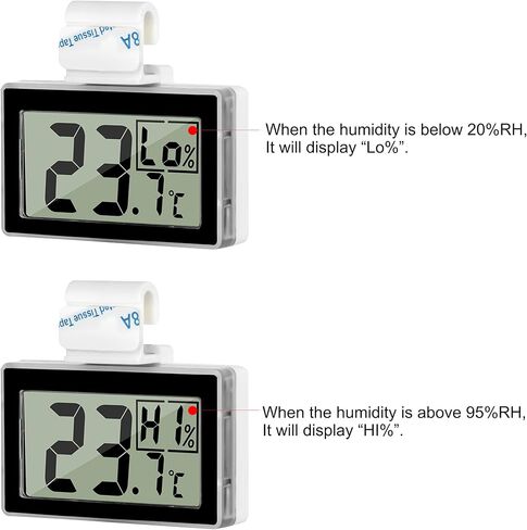Reptile Thermometer Hygrometer LCD Digital Humidity Gauge Digital Thermometer Hygrometer for Reptile Terrarium Digital Reptile Tank Thermometer Hygrometer with Hook (Silver) in Saudi Arabia