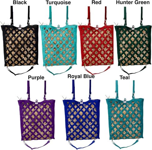 Majestic Ally Premium Nylon Hay Bag for Horses and Livestock, Simulates Grazing, Slow Feeding, Heavy-Duty PP Webbing,Quick-Adjust Straps, Small Hole for Digestion, Multiple Colors (Hunter Green) in Saudi Arabia