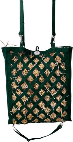 Majestic Ally Premium Nylon Hay Bag for Horses and Livestock, Simulates Grazing, Slow Feeding, Heavy-Duty PP Webbing,Quick-Adjust Straps, Small Hole for Digestion, Multiple Colors (Hunter Green) in Saudi Arabia
