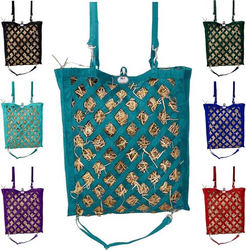 Majestic Ally Premium Nylon Hay Bag for Horses and Livestock, Simulates Grazing, Slow Feeding, Heavy-Duty PP Webbing,Quick-Adjust Straps, Small Hole for Digestion, Multiple Colors (Hunter Green) in Saudi Arabia