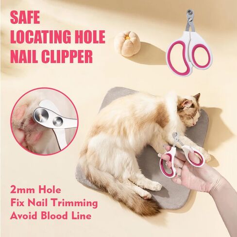 Cat Brush Grooming Kit 5pcs - Cat Brushes for indoor Cats, Cat Brush for Shedding for Long Haired Cats, Pet Self Cleaning Kit, Cat Brush for Matted Fur Hair with Flea Comb Set Pink in Kuwait