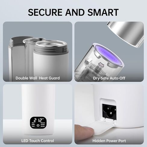 Dual Voltage Portable Electric Kettle Travel Hot Water for Tea, Coffee, 6 Temperature Controls and LCD Display, 316 Stainless Steel and 450ml, Auto Shut Off & Boil Dry Protection in Saudi Arabia