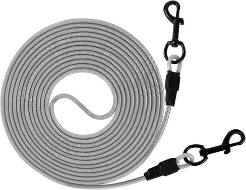 Dog Tie Out Cable - 10/20/30/40 FT Long Steel Wire Dog Leash - Heavy Duty & Durable Dog Chain for Yard - Dog Leads for Large Dogs Up to 150 Lbs - (Green, 30FT) in Saudi Arabia