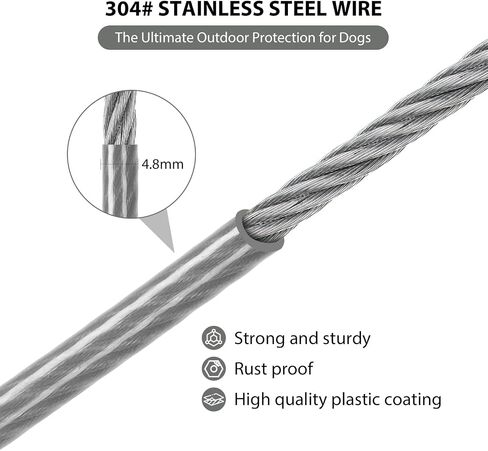 Dog Tie Out Cable - 10/20/30/40 FT Long Steel Wire Dog Leash - Heavy Duty & Durable Dog Chain for Yard - Dog Leads for Large Dogs Up to 150 Lbs - (Green, 30FT) in Saudi Arabia