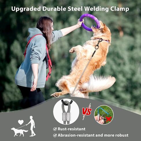 Dog Tie Out Cable - 10/20/30/40 FT Long Steel Wire Dog Leash - Heavy Duty & Durable Dog Chain for Yard - Dog Leads for Large Dogs Up to 150 Lbs - (Green, 30FT) in Saudi Arabia