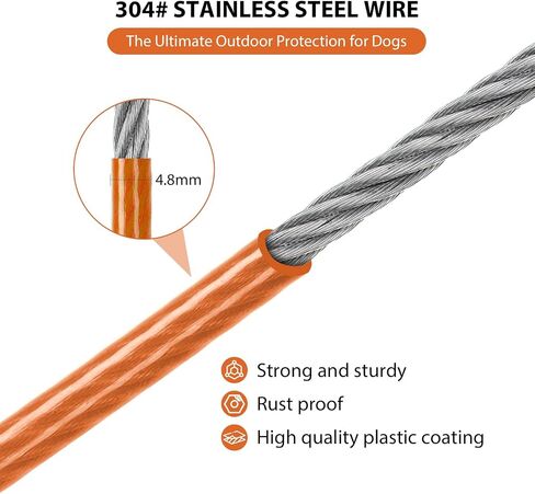 Dog Tie Out Cable - 10/20/30/40 FT Long Steel Wire Dog Leash - Heavy Duty & Durable Dog Chain for Yard - Dog Leads for Large Dogs Up to 150 Lbs - (Green, 30FT) in Saudi Arabia