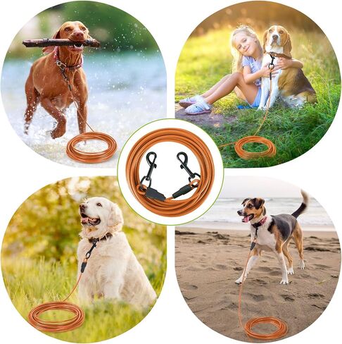 Dog Tie Out Cable - 10/20/30/40 FT Long Steel Wire Dog Leash - Heavy Duty & Durable Dog Chain for Yard - Dog Leads for Large Dogs Up to 150 Lbs - (Green, 30FT) in Saudi Arabia