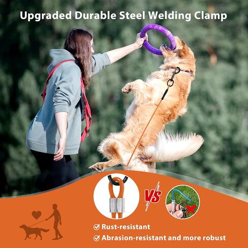 Dog Tie Out Cable - 10/20/30/40 FT Long Steel Wire Dog Leash - Heavy Duty & Durable Dog Chain for Yard - Dog Leads for Large Dogs Up to 150 Lbs - (Green, 30FT) in Saudi Arabia