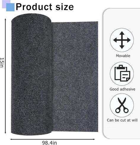 98"x15.4''Cat Scratching Mat,Self-Adhesive Cat Scratcher Carpet,Cat Tree Shelves Cover Replacement,Trimmable Cat Scratcher Pad for Furniture,Sofa,Wall,Couch,Door,Corner in Saudi Arabia