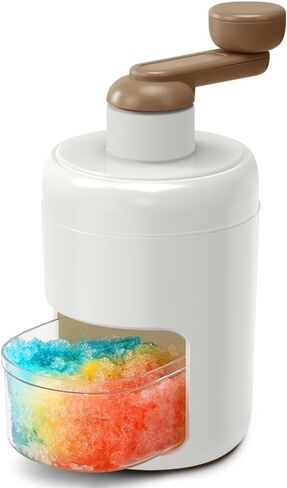 Ice Shaver Manual Snow Cone Machine Protable Shaved Ice Maker Ice Crusher with 2 Ice Boxes (Brown) in Saudi Arabia