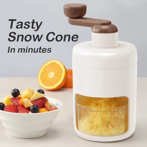 Ice Shaver Manual Snow Cone Machine Protable Shaved Ice Maker Ice Crusher with 2 Ice Boxes (Brown) in Saudi Arabia