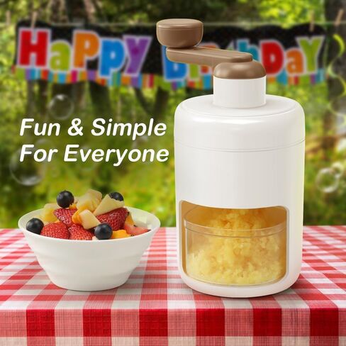 Ice Shaver Manual Snow Cone Machine Protable Shaved Ice Maker Ice Crusher with 2 Ice Boxes (Brown) in Saudi Arabia