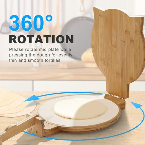 ماكينة صنع التورتيلا الخشبية مقاس 10 بوصة من الخيزران مع 100 قطعة من ورق البرشمان، ماكينة ضغط التورتيلا الكبيرة للتاكو المكسيكي، باتاكونيرا، عصارة العجين in Kuwait