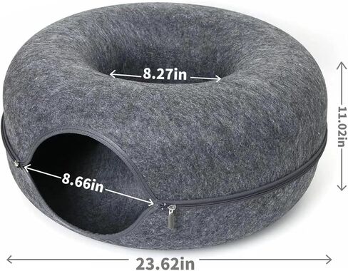 MuZhiAn Cat Tunnel Bed,Cat Donut, Cozy Cave, Cat and Dog Toy, for Cats Up to 30 Lbs,Donut Cat Bed, Easy to Clean, Suitable for Cats, Small Dogs, and Rabbits to Play and Chase(24inch，Dark Grey) in Saudi Arabia