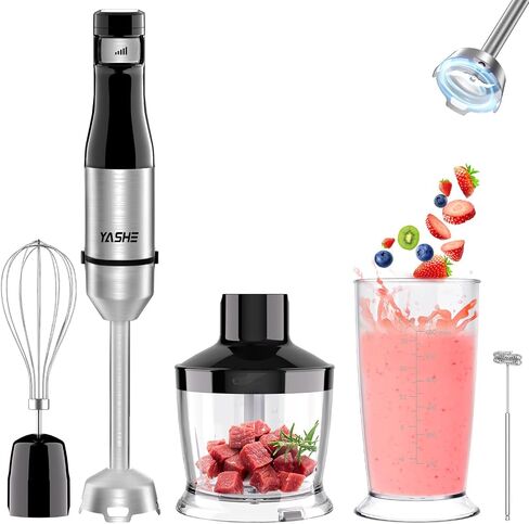 Immersion Blender, 5 in 1 Handheld Blender, Stainless Steel Blender Stick, Continuously Variable Speed, 400W, Emulsion Blender with Chopper, Whisk and Milk Frother for Meat, soups and Baby Food in Saudi Arabia