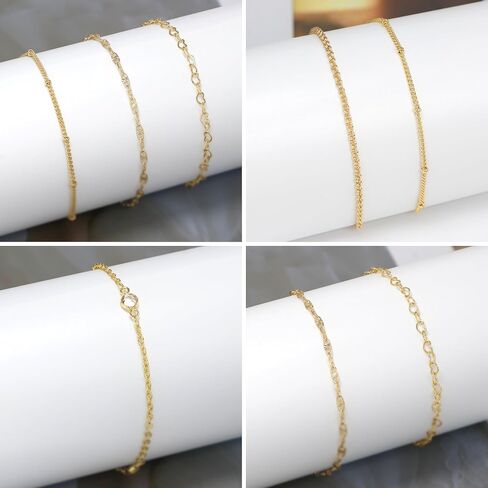 18K Gold Bracelets for Women Stack Cuff Bracelet Set for Women Link Chain Bracelets Jewelry for Women Teen Girls Trendy Gold Plated Womens Bracelet (5Pcs Gold A) in Saudi Arabia