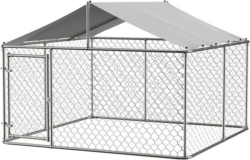 RITSU Outdoor Dog Kennel with Roof, Large Heavy Duty Outside Galvanized Steel Dogs Cage Fence House with Lock, Anti Rust Metal Chain Link Enclosure Pen for Backyard, 157.2x157.2x91.2 Inch in Saudi Arabia