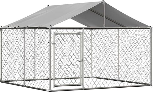 RITSU Outdoor Dog Kennel with Roof, Large Heavy Duty Outside Galvanized Steel Dogs Cage Fence House with Lock, Anti Rust Metal Chain Link Enclosure Pen for Backyard, 157.2x157.2x91.2 Inch in Saudi Arabia