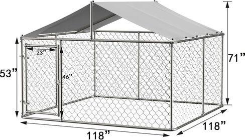 RITSU Outdoor Dog Kennel with Roof, Large Heavy Duty Outside Galvanized Steel Dogs Cage Fence House with Lock, Anti Rust Metal Chain Link Enclosure Pen for Backyard, 157.2x157.2x91.2 Inch in Saudi Arabia