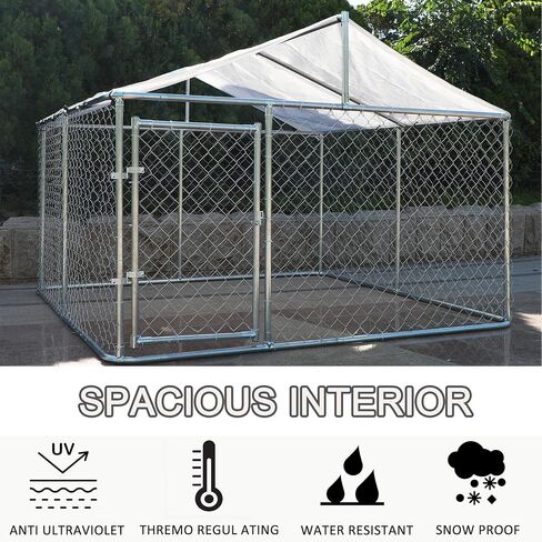 RITSU Outdoor Dog Kennel with Roof, Large Heavy Duty Outside Galvanized Steel Dogs Cage Fence House with Lock, Anti Rust Metal Chain Link Enclosure Pen for Backyard, 157.2x157.2x91.2 Inch in Saudi Arabia
