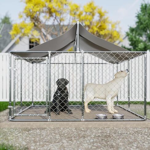 RITSU Outdoor Dog Kennel with Roof, Large Heavy Duty Outside Galvanized Steel Dogs Cage Fence House with Lock, Anti Rust Metal Chain Link Enclosure Pen for Backyard, 157.2x157.2x91.2 Inch in Saudi Arabia