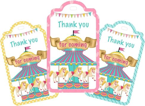 12 بطاقة شكر دائرية - ديكور لعيد الميلاد وحفلة استقبال الطفل - ملصقات مفضلة دوارة - مثالية لاحتفالات الكرنفال والمناسبات وحفلات السيرك - لوازم الحفلات الدوارة الساحرة in Kuwait